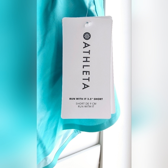 Athleta Shorts Run Sport Swim Aqua Blue White size M - Picture 3 of 6